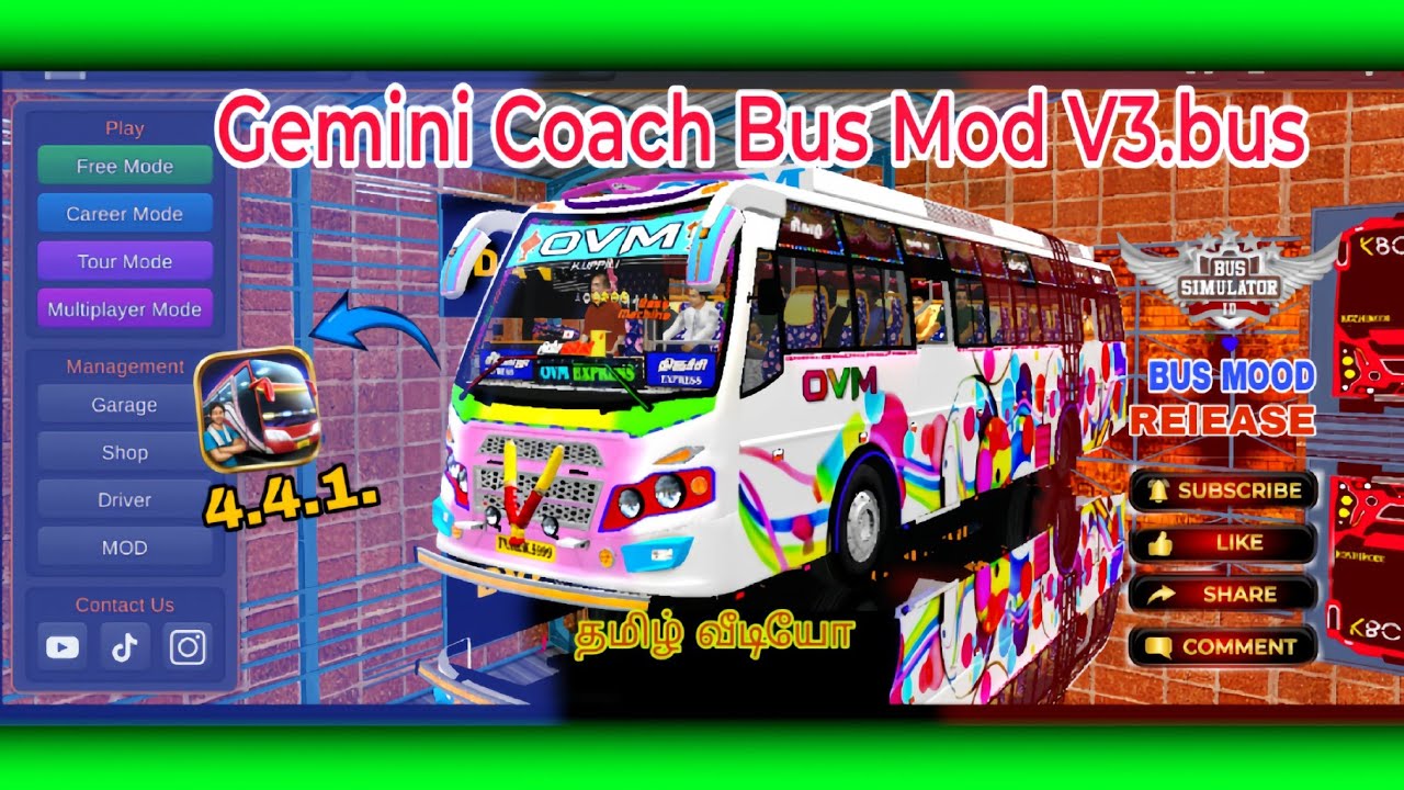 🎀🤩Gemini Coach Bus Mod V3. Release Tamil video🔥💥😎