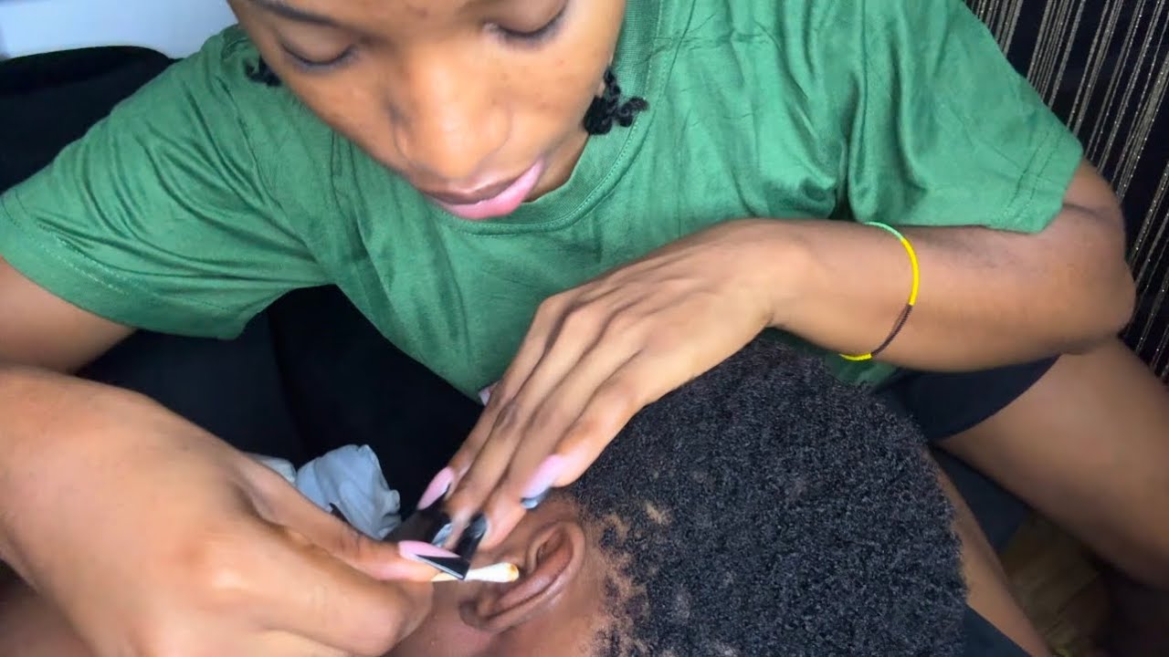 ASMR- Gum Chewing While Cleaning and Massaging My Brother’s Ears 👂