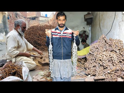 This Old Man Manufacturing Chains With Hand Skill  || Amazing Chain Making Process !