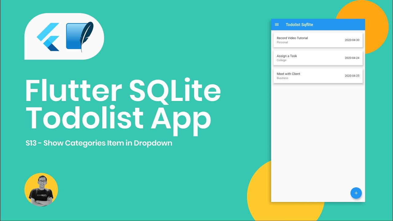 Show Categories Item in DropdownButtonFormField - Flutter Sqflite TodoList App Tutorial 13