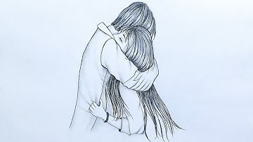 How to Draw cute couple Hugging  step by step || couple drawing ||