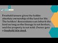 What is the difference between Freehold and leasehold tenure of Land