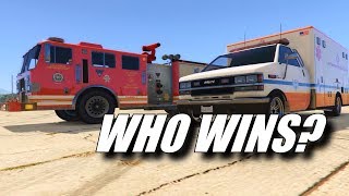 Fire Truck VS Ambulance - WHO WINS? GTA V