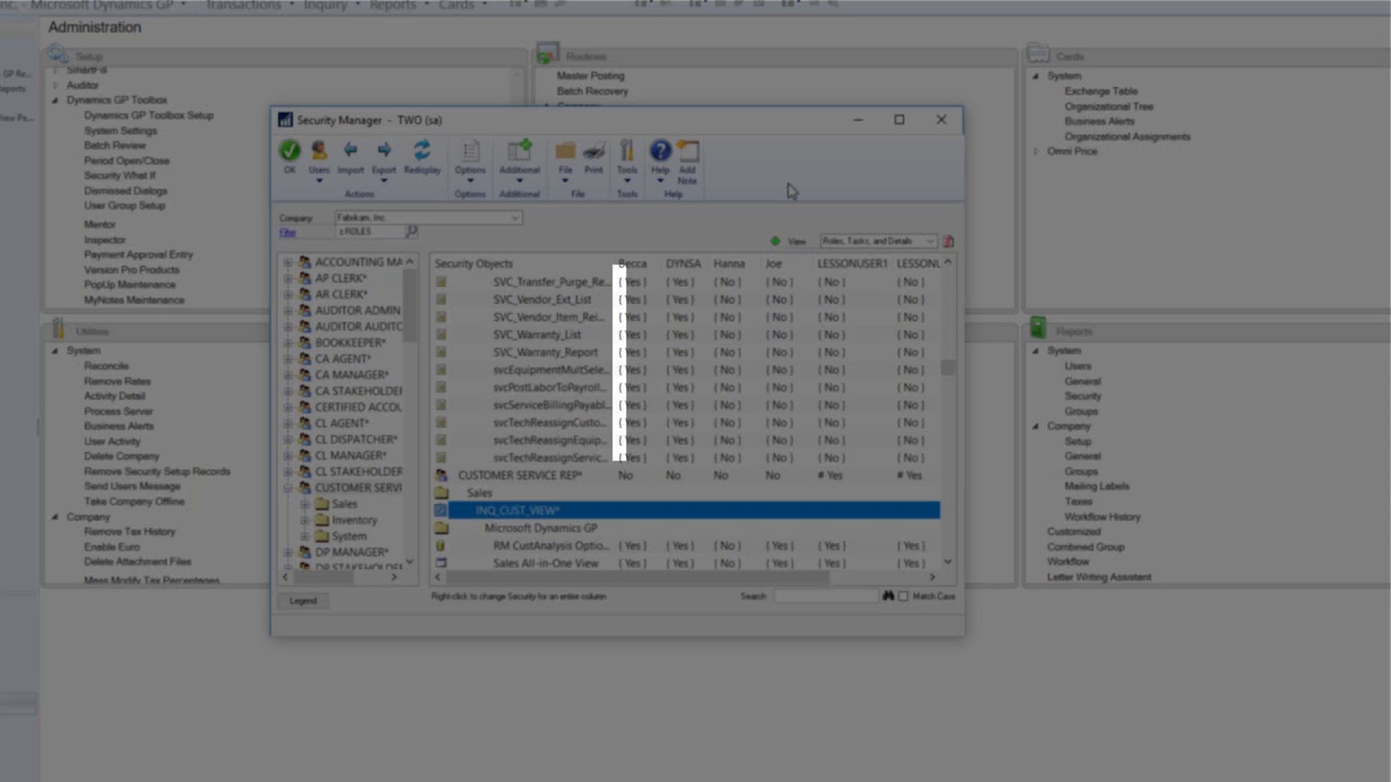 Dynamics GP Toolbox - Security Manager - YouTube