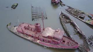 Arthur kill Boat Graveyard Staten Island.