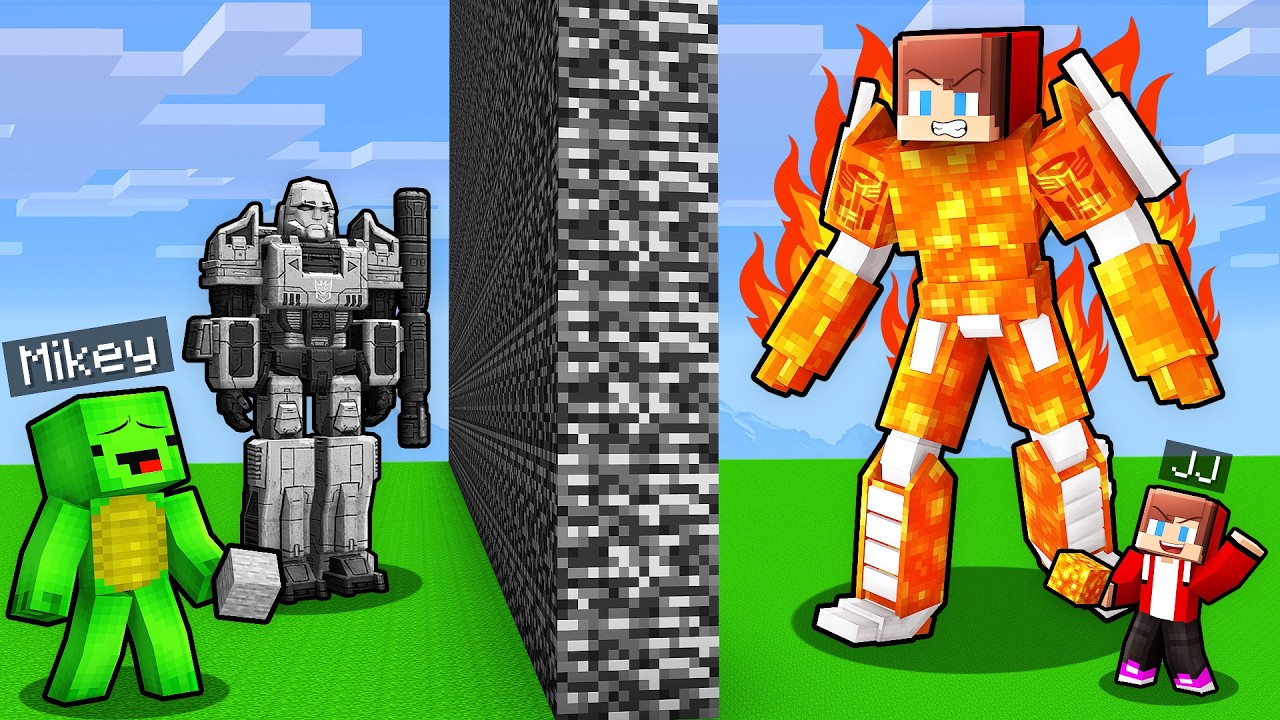 JJ and Mikey Cheated With //ELEMENTAL in Transformer Battle in Minecraft! (Maizen)