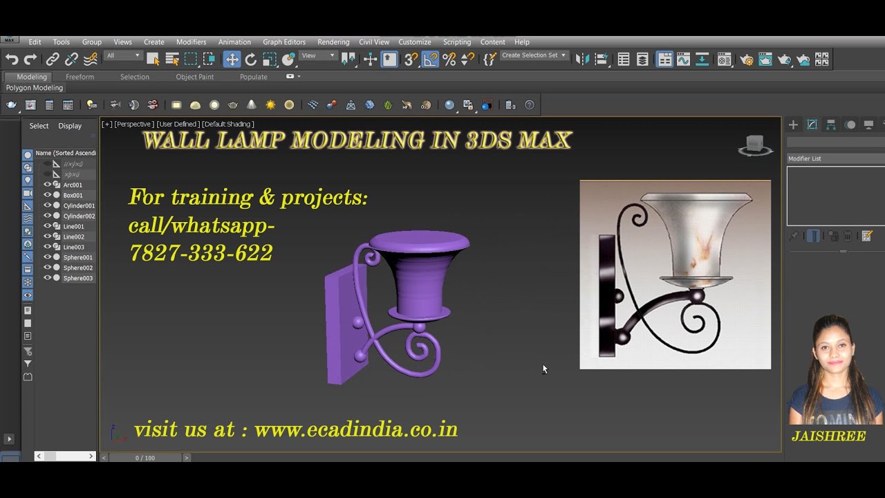 WALL LAMP MODELING IN 3DS MAX - YouTube