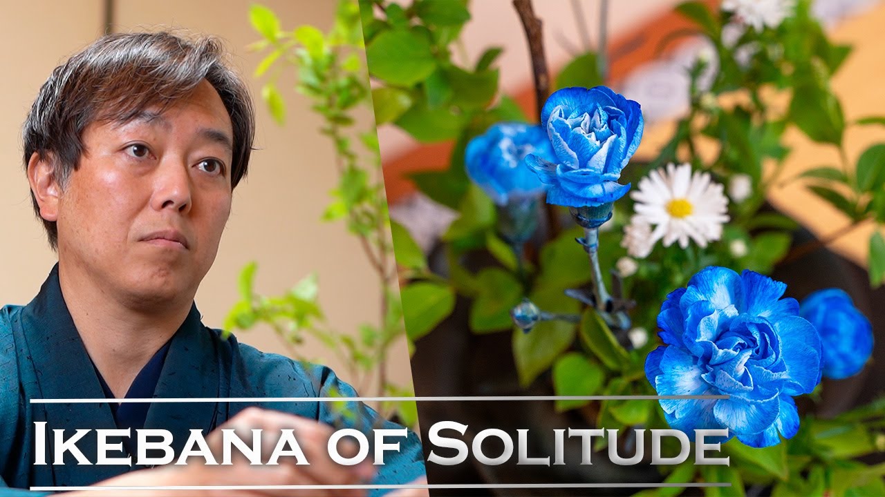 Ikebana of Solitude | Arrangements with Deutzia, Aster, and Blue