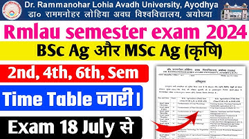 Rmlau Bsc Ag & Msc Ag 2nd 4th 6th Sem Exam Time Table 2024 Rmlau Semester Exam Time Table 2204