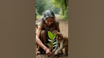 the grandmother and the monkey plant a banana tree on the railway tracks #shortsvideo #ai #animals
