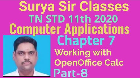 11 std Computer Applications chapter 7 Working with OpenOffice Calc part 8