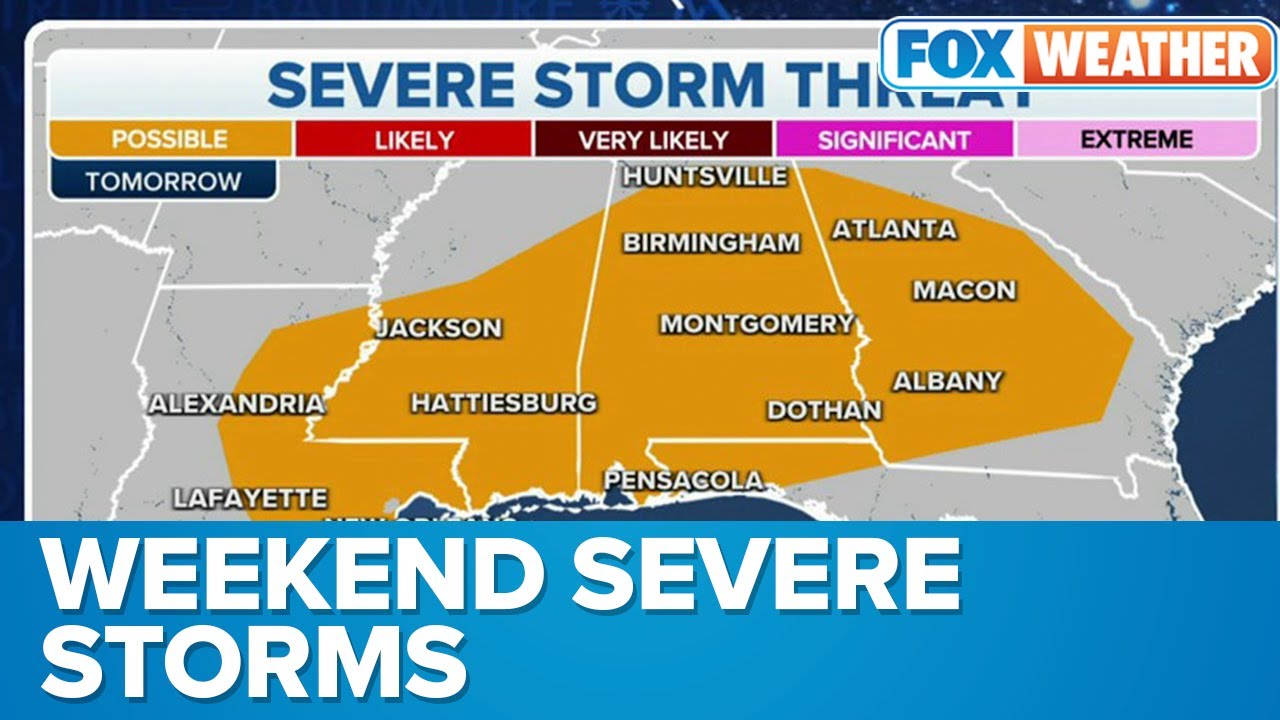 Severe Storms Target Southeast This Weekend - YouTube