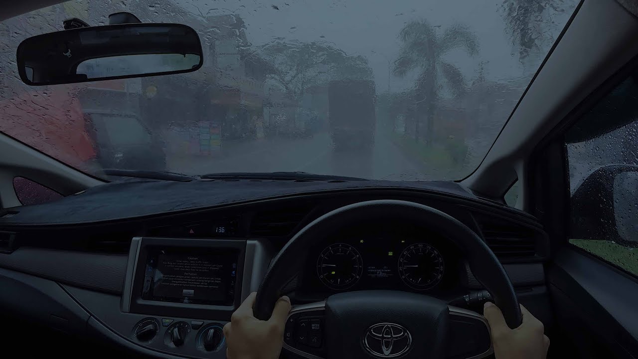 Relaxing and calming video of driving in heavy rain for sleep, work ...