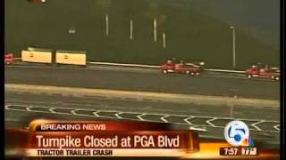 Turnpike closed after 4 tractor trailers, one vehicle crash