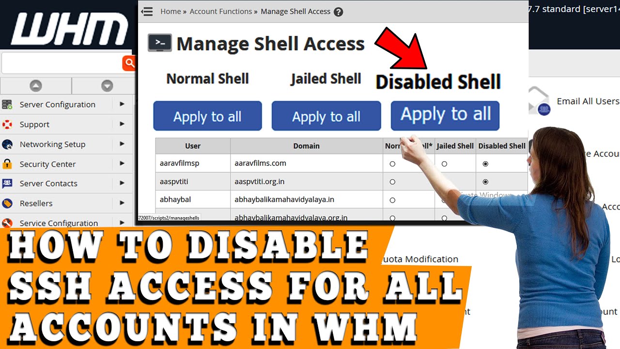 HOW DO I DISABLE SHELL ACCESS FOR ALL ACCOUNTS IN WHM? [EASY GUIDE]☑️ ...