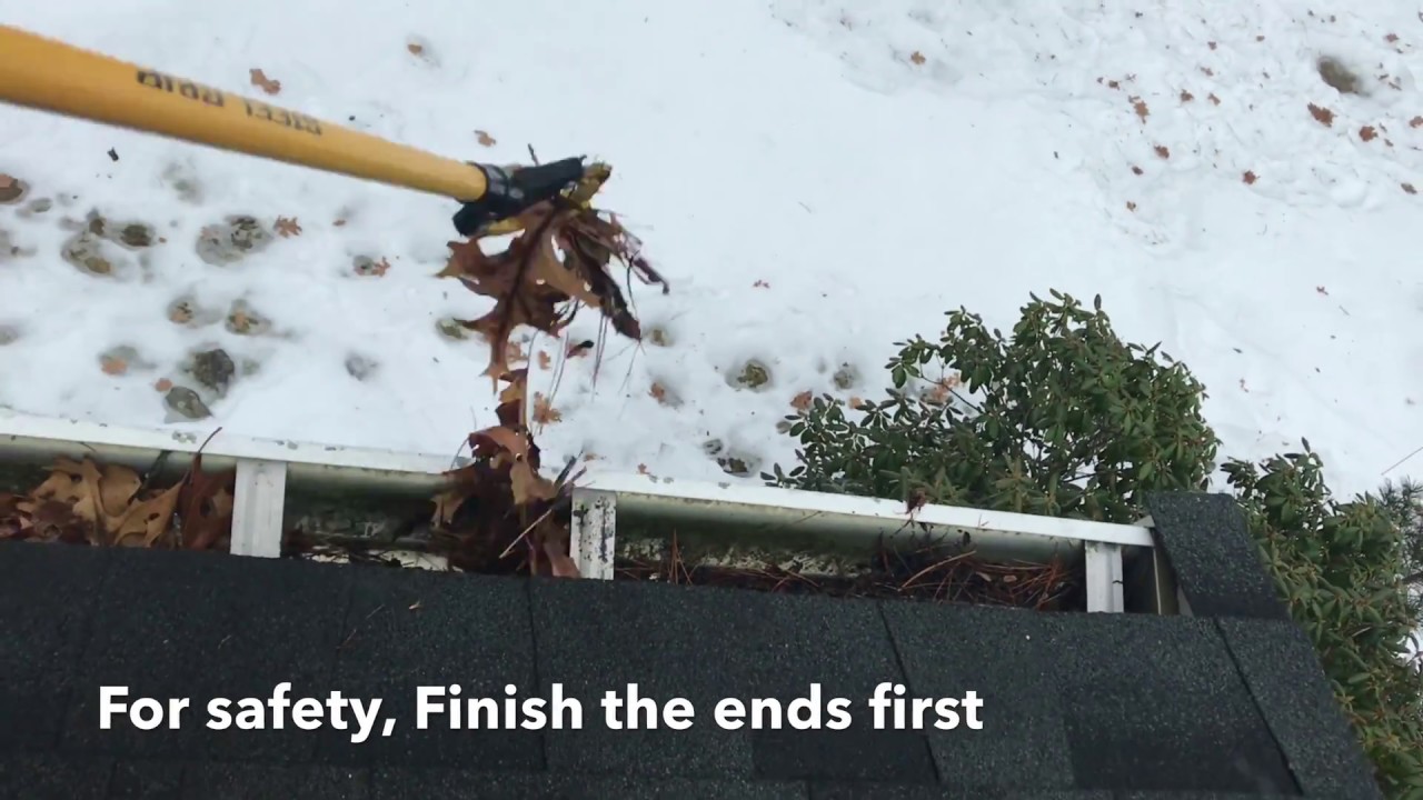 How to do Safe Gutter Cleaning With Snake Grabber to prevent ice-dam in ...