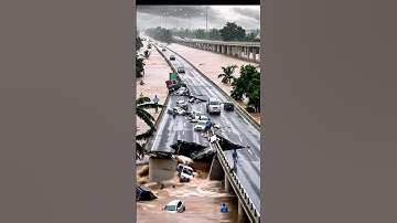 Moment the Bridge Almost Swept Away by Heavy Floods! #viral #shorts