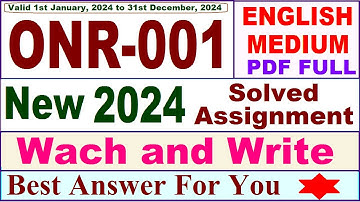 ONR 001 solved assignment 2024 in english / onr 001 solved assignment 2023-24 / ignou onr 001