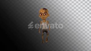 3D cartoon zombie walking high quality alpha