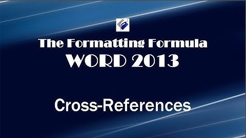 Word 2013 Cross References