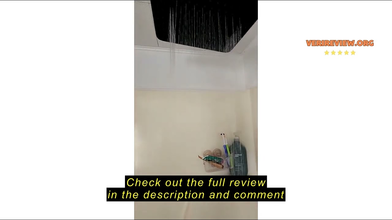 Review Hibbent Rain Shower Head, 13'' High Pressure Rainfall Square 5 Spray Mode Showerhead with 16"