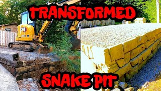 SNAKE PIT TRANSFORMED!!! VERTIBLOCK RETAINING WALL. WATCH YOUR STEP!!!(Part 1 of 2)