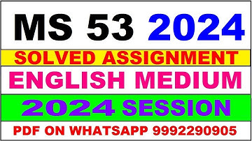 ms 53 solved assignment 2024 | ms 53 solved assignment in english 2023-24 | ms 53 2024