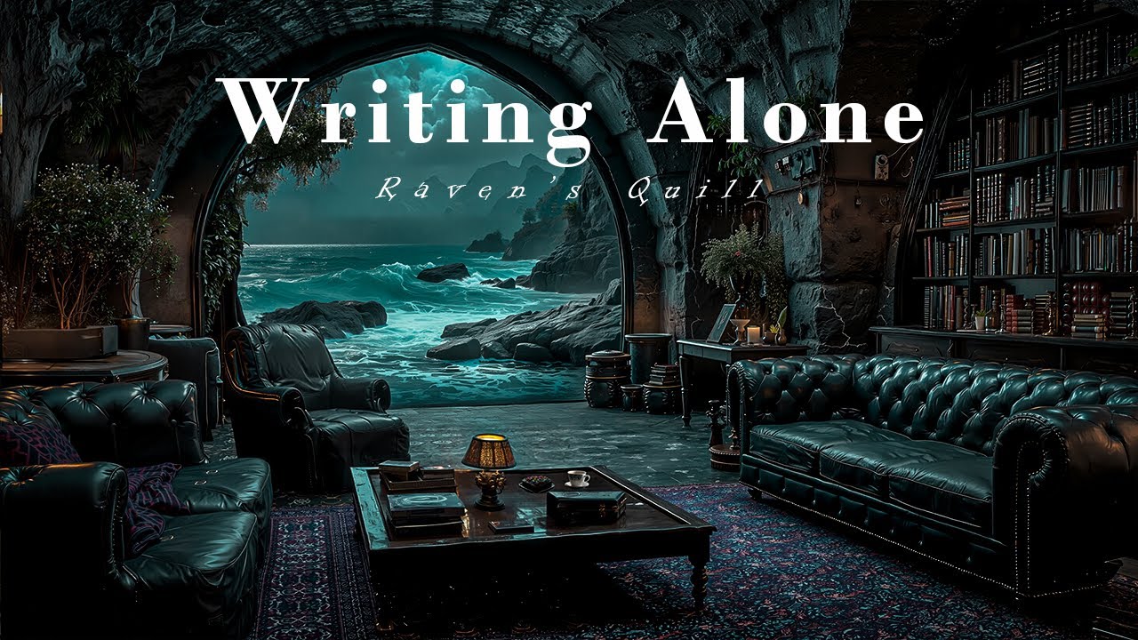 Writing Alone Late Night in a Seaside Library Ambience | Dark Academia Melodies for Focus and Study
