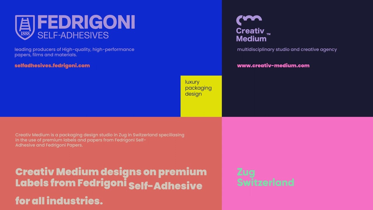 Creativ Medium : Designs Packaging on materials from Fedrigoni Self-Adhesives and Fedrigoni Papers