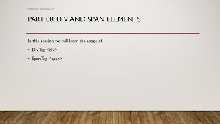 Part-8 [HTML]  Div and Span Elements