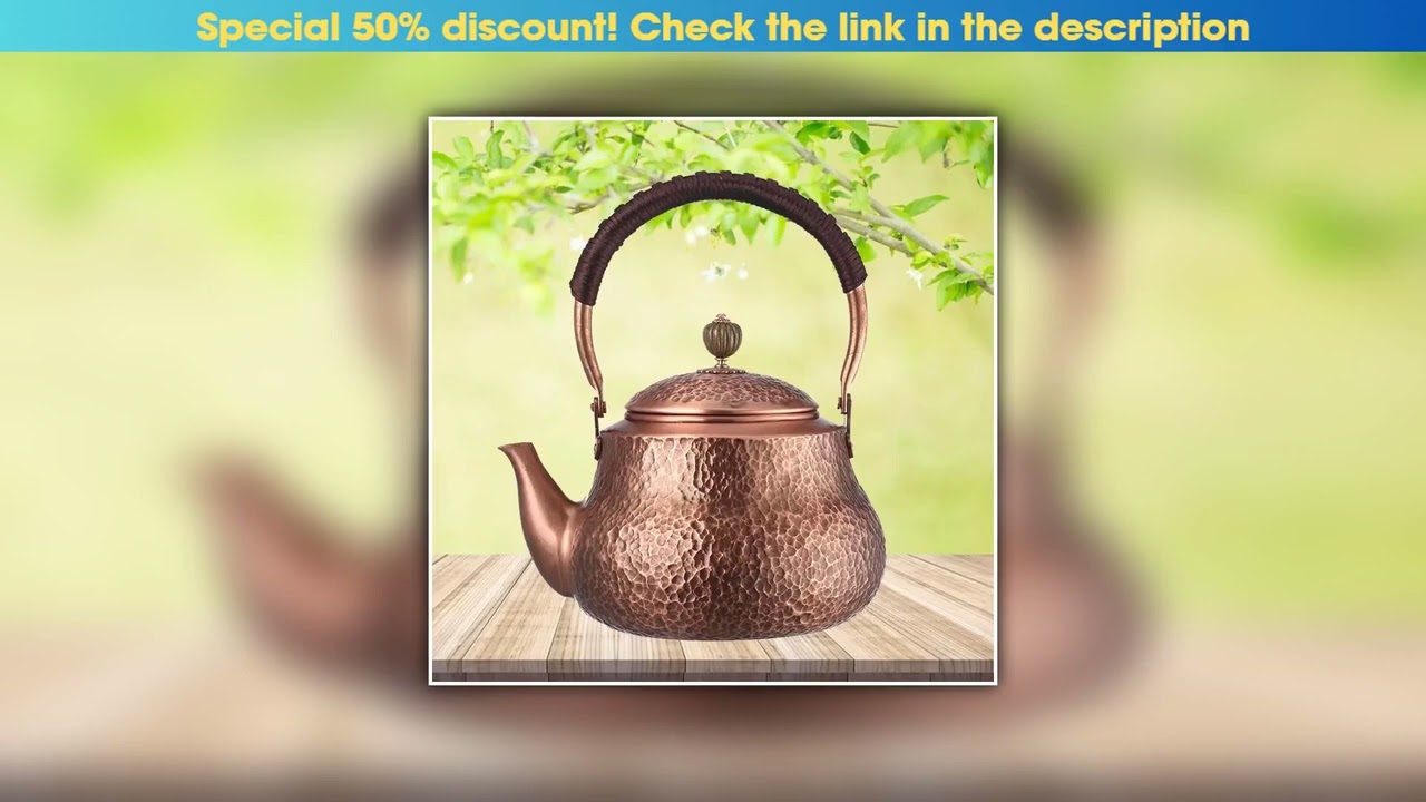 Discount 1.2L/1.5L Red Copper Kettle Large Capacity Pure Copper Boiling Water Kettle Manual Hammer•