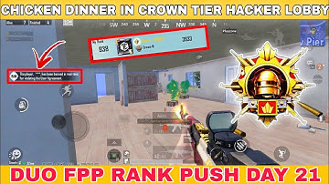 CHICKEN DINNER IN CROWN TIER HACKER LOBBY IN DUO FPP RANK PUSH || CONQUER RANK PUSH || REALME X2PRO