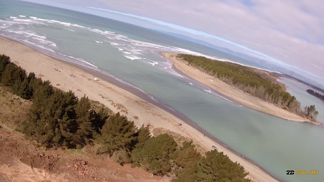 Aerial view of Kaiapoi River Mouth, aka Kairaki