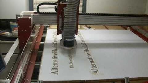 My 4X4 Hybrid CNC Machine cutting a sign