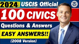 USCIS Official 100 CIVICS Questions and Answers for the US Citizenship Interview &amp; test |2024| N-400