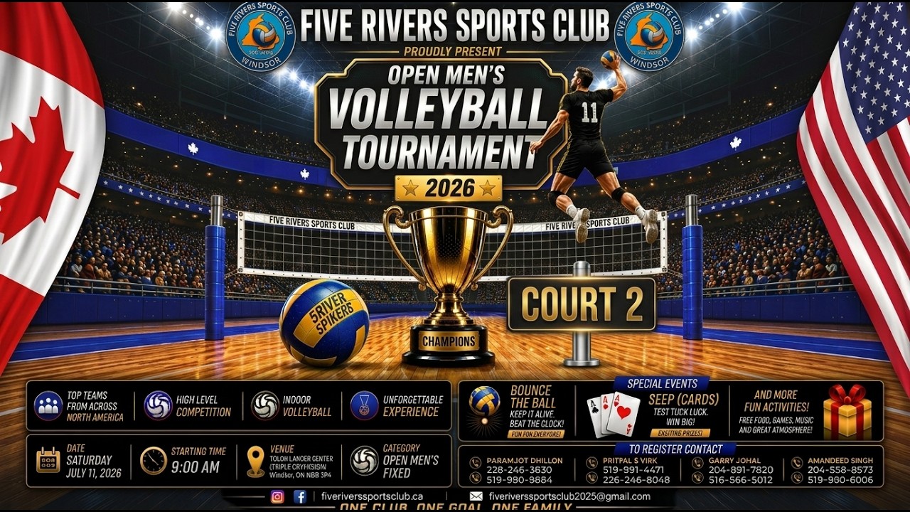 LIVE | Court 2 | Five Rivers Sports Club Open Men's Volleyball Tournament 2026 | Windsor, ON