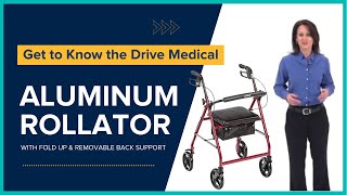 Drive Medical Aluminum Rollator With Fold Up Removable Back Support