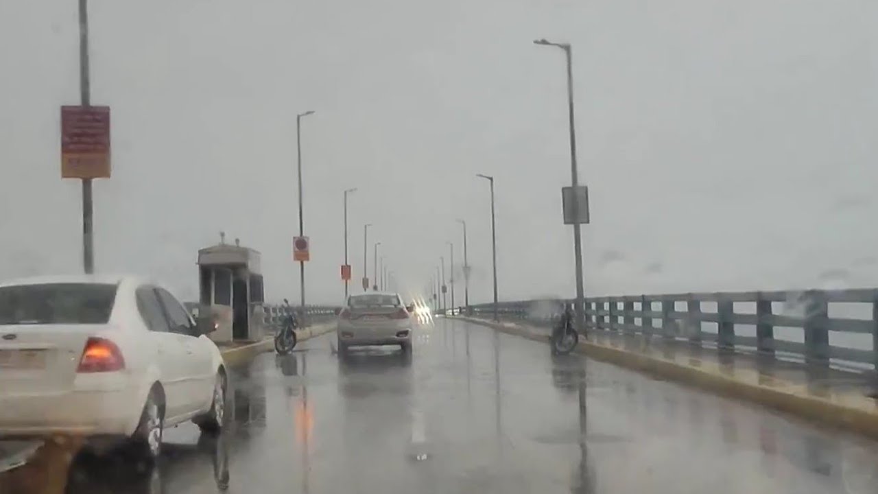 Rameswaram Pamban Bridge During Heavy Rain