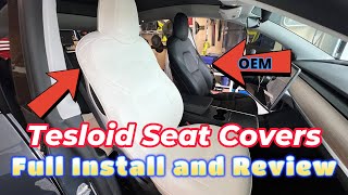 Tesloid Seatcover Install and Full Review. Best Bang for Your Buck for #modely or #model3