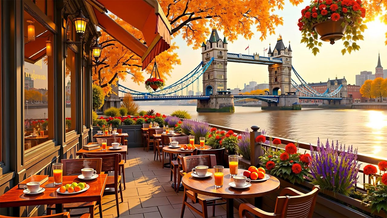 Cozy Autumn Afternoon in London 🌇🎷 Smooth Jazz by the River Thames | Relax & Coffee Vibes
