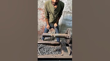 Turning Metal Wire into Double Strength Spring for Farm Machinery | Vintage Lathe Skills #ytshorts