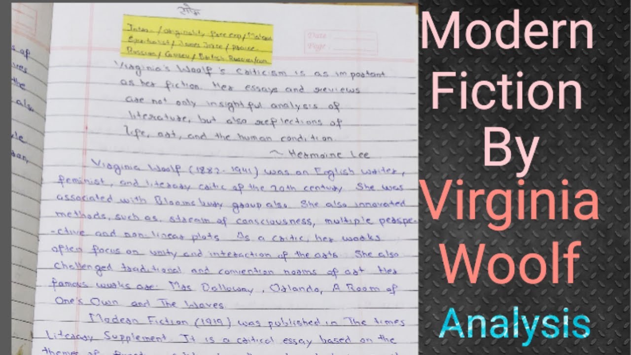 Modern Fiction By Virginia Woolf || Explanation and Analysis ...