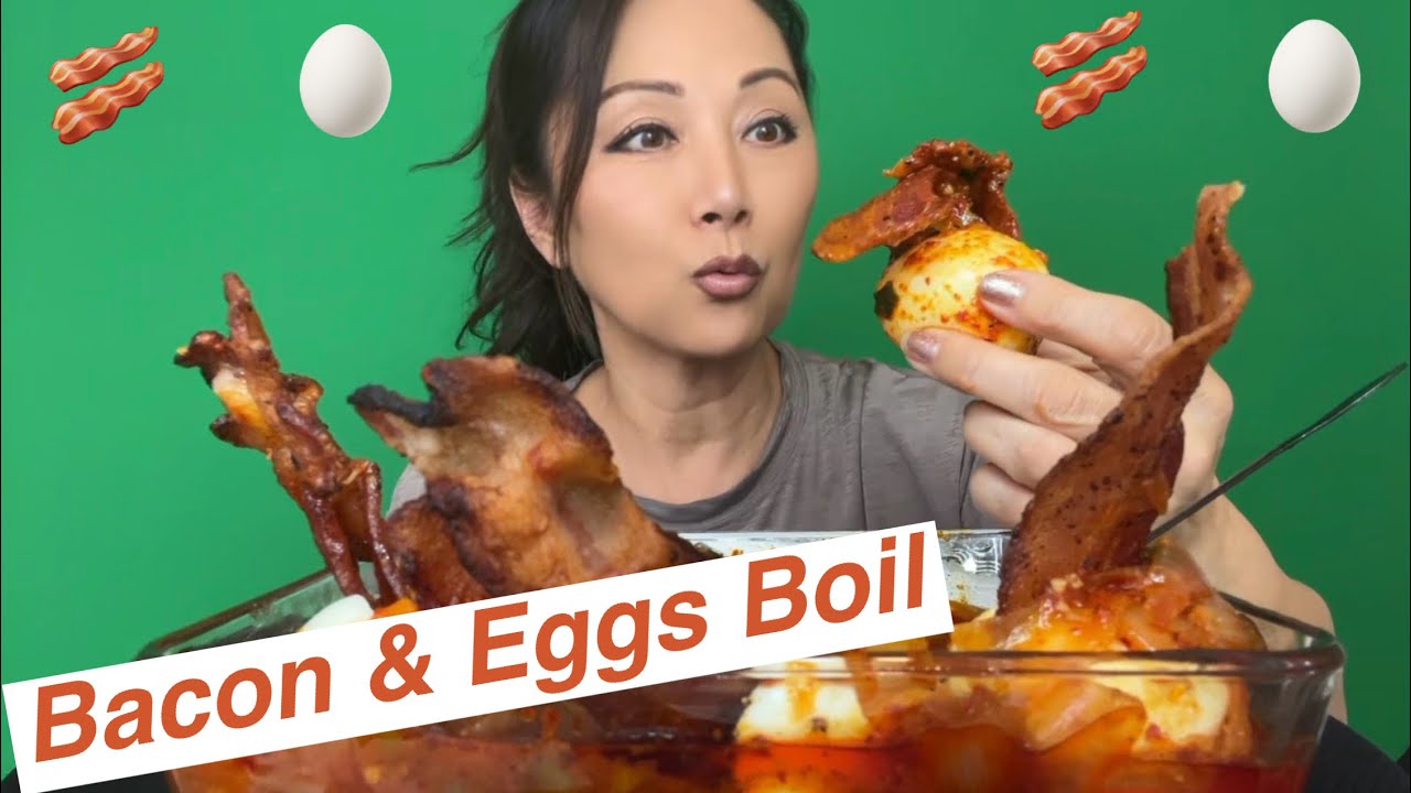 HAVE YOU TRIED THIS VIRAL EGG & BACON BOIL?  🥓🥚 | FAVORITE BREAKFAST BOIL!  @BigPapaHannah #mukbang