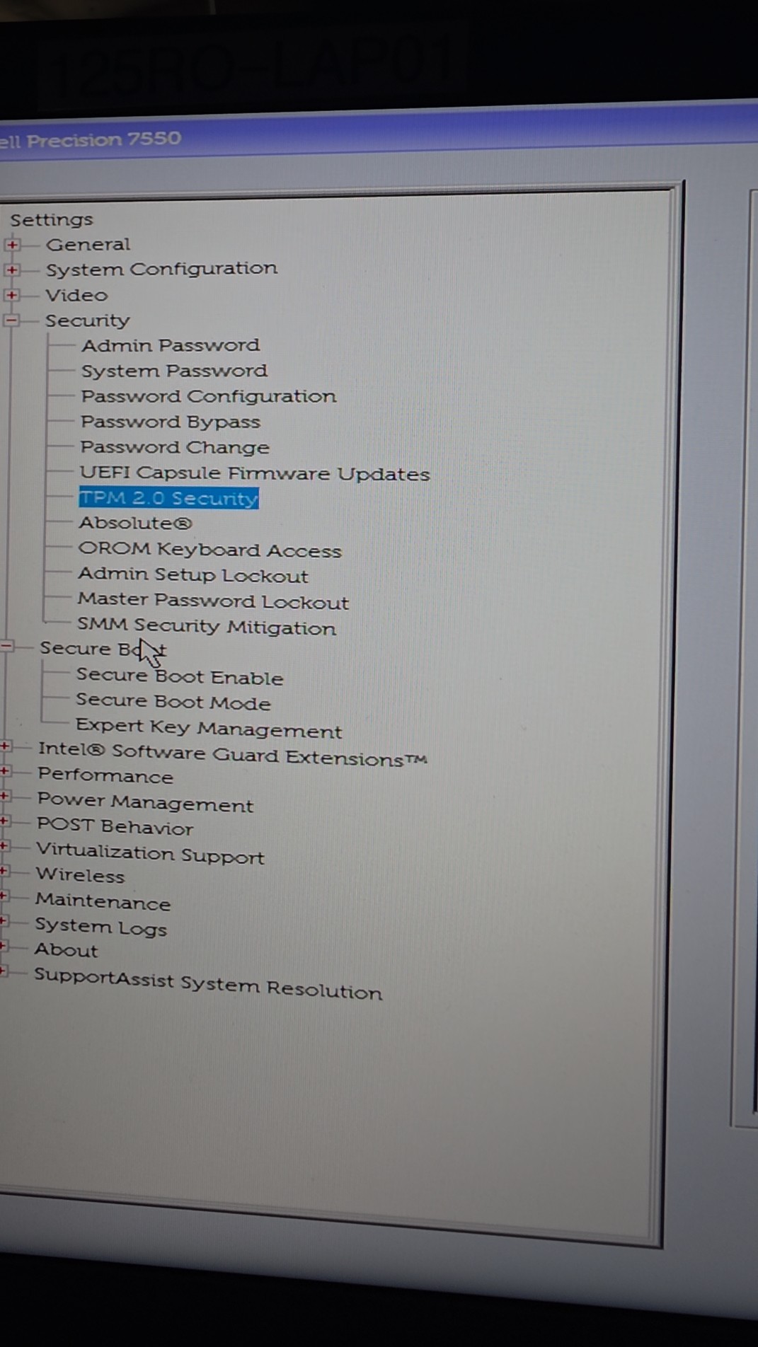 DELL Precision 7550 BIOS Settings How to Enable & Disable Secure