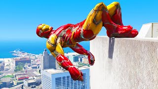 Iron-Man Falling & Jumping from Highest Buildings in GTA 5 (GTA V Ragdolls & Gameplay Fails)