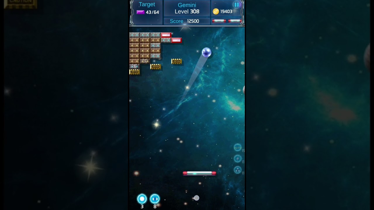 Brick breaker space outlaw - ASMR Gameplay Walkthrough Level  - 308 . Gemini 18