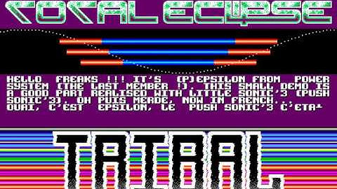TotalEclipse Demo by Epsilon/PowerSystem (Amstrad CPC demo - 1996)