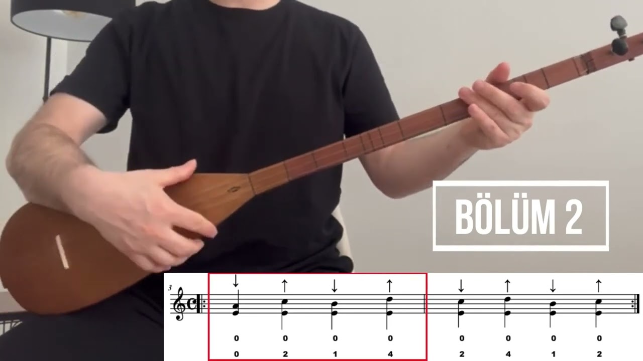 3 Telli Bağlama & Tenbur Dersleri 4 | Egzersiz 3 - Nota Yerleri ve Vuruş Teknikleri (Nesimi Düzen)