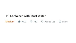 Container With Most Water - Java Solution [Leetcode 11, medium]