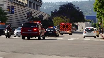 LAFD Rescue 68 + LAPD Crown Vic + LAFD EMS 9 Code 3